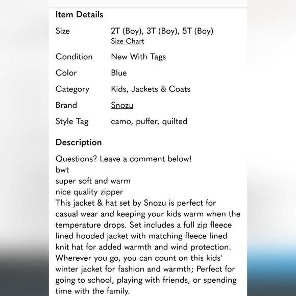 SNOZU Navy Blue/Camo/Neon Green Puffer Hooded Jacket Quilted Pockets‎ - Picture 5 of 5